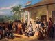 An oil on canvas painting by Nicolaas Pieneman depicts the events on March 28, 1830, which brought about the end of the Java War (1825-30).<br/><br/>

The Javanese prince, Dipo Negoro, descends the stairs at the Dutch residence in Magelang after his surrender to General Baron de Kock. Two forlorn figures throw themselves at the prince’s feet. On the ground, in token of the surrender, lie a number of spears belonging to Dipo Negoro's followers. Gen. de Kock resolutely points to a carriage standing ready to carry Dipo Negoro into exile, contrary to a previous agreement.<br/><br/>

The Netherlands would  continue to rule over Indonesia until 1949.